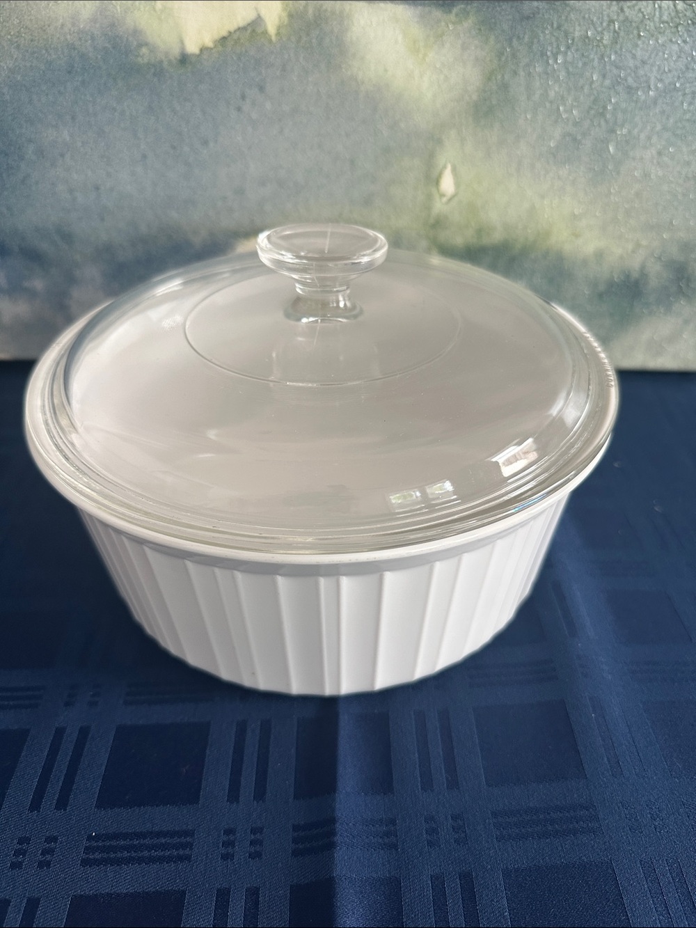 White Ceramic Casserole Dish with Clear Glass Lid - Home Dining